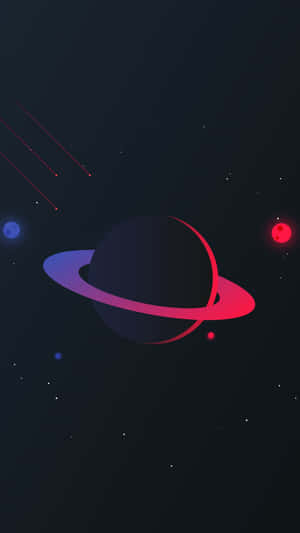 在繁星點點的太空場景中，一顆帶有彩色光環的發光行星。 — Astroworld GIF 壁紙