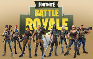 七個《Fortnite》角色在大逃殺標誌前手持武器。 — Fortnite 造型 壁紙