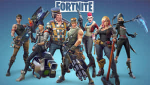 七個Fortnite遊戲角色以戰鬥姿勢手持武器。 — Fortnite 造型 壁紙