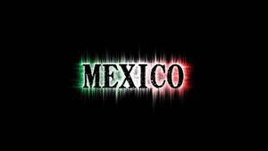 「Mexico」一詞在黑色背景上以綠色、白色和紅色的音頻波效果發光。