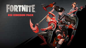 《Fortnite Koi Kingdom Pack》角色身穿紅黑錦鯉主題盔甲並持有武器。 — 遊戲 壁紙