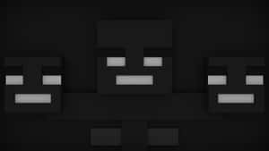 三個方塊狀的Minecraft喪屍，在黑暗場景中眼睛發光。