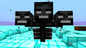 三個終界使者在Minecraft中站在冰塊上，在漸變天空下。
