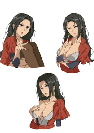 三個身穿紅色上衣的動漫女性，表情和手勢各異。 — iPad Pro M4 壁紙