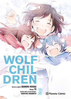三個有狼耳朵的動畫女孩在雪地裡開心地笑。 — 狼人 GIF 壁紙