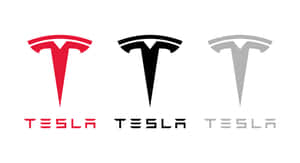 白色背景上三個紅色、黑色和灰色的 Tesla 標誌。 — Tesla GIF 壁紙