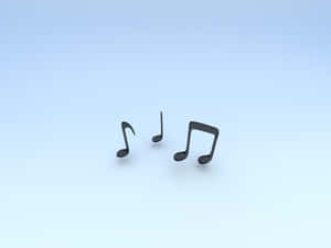 三個黑色音符漂浮在淺藍色漸變背景上。 — 音樂美學 壁紙