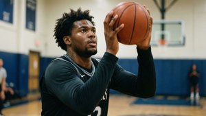 籃球運動員在健身房準備投籃