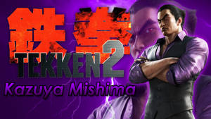 Tekken 2 角色三島一八交叉雙臂站在紫色閃電背景前。