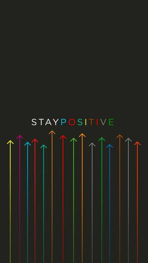 彩色箭頭向上指，附有stay positive字句，深色背景