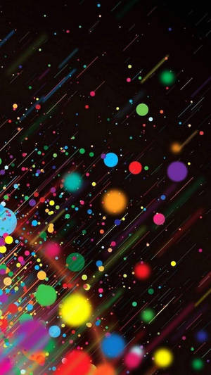 霓虹色的圓點和條紋像雨一樣落在黑暗的宇宙背景上。 — 抽象 壁紙