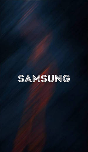深色背景上帶有橙色和藍色動態模糊條紋的 Samsung 標誌。