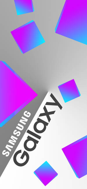 在乾淨背景上帶有Samsung Galaxy標誌的漂浮彩色立方體