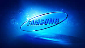 Samsung標誌在星光燦爛的數位空間中發出藍光。 — 三星 Galaxy S20 壁紙