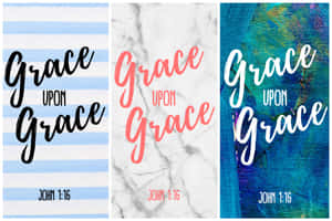 三款牆紙設計，帶有 Grace Upon Grace 字句和約翰福音 1:16 引用。 — MacBook Pro 14 壁紙