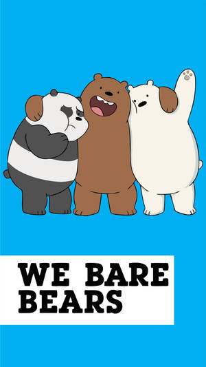 三隻卡通熊仔，藍色背景上有「WE BARE BEARS」文字。 — 霓虹藍色美學 壁紙