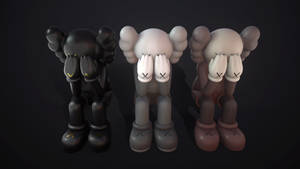 三個黑色、灰色和棕色的KAWS Companion公仔遮住眼睛。
