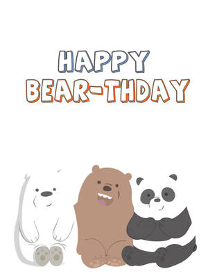 三隻卡通熊在歡快的文字上方慶祝生日。