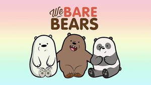 三隻卡通熊與標題 We Bare Bears 坐在一起。