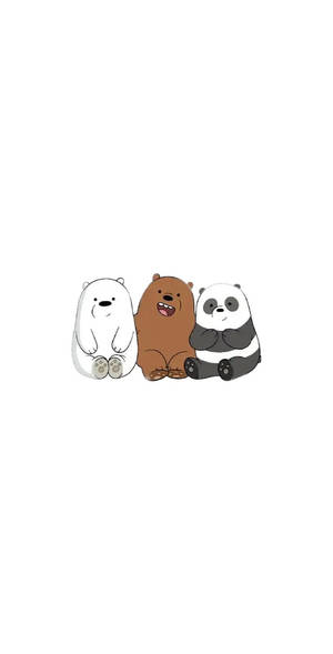 三隻卡通熊以極簡風格坐在一起。