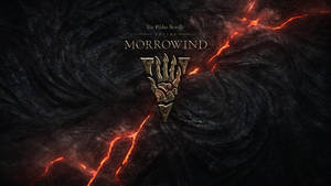 Morrowind 遊戲標誌，在黑暗漩渦背景上有發光的熔岩裂縫。