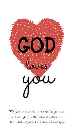 紅色心形，上面有「神愛你」和關於永生的聖經經文。