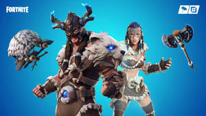 兩個穿著部落盔甲的Fortnite角色，在藍色背景前手持發光藍色武器。