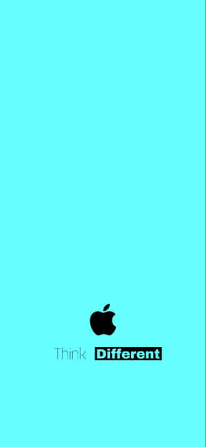 黑色Apple標誌及「Think Different」文字在藍綠色背景上。