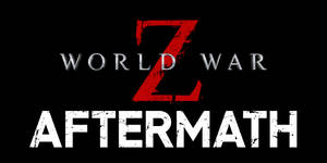 黑色背景上帶有磨損字體的 World War Z Aftermath 標題標誌