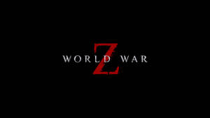 電影標題《World War Z》以紅色和銀色顯示在黑色背景上