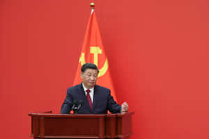 中國國家主席習近平在講台演講 — 中文 壁紙