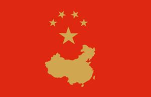 金色中國地圖，五顆星在紅色背景上 — 中國 壁紙