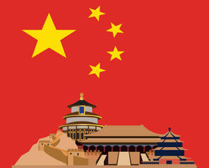 以國旗為背景的中國文化地標。 — 唐人街 GIF 壁紙
