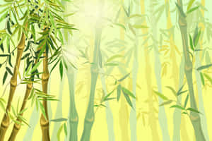 高大的竹莖，綠葉沐浴在柔和的陽光中。