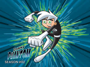 Danny Phantom 以鬼魂形態向前出拳，伴隨綠色能量爆發。 — 微笑 壁紙