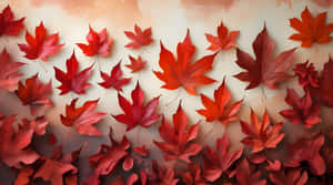 散落的紅楓葉在溫暖的漸變背景上 — 秋天 壁紙
