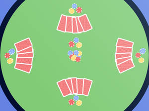 撲克桌上有紙牌和籌碼供遊戲使用