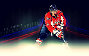 冰球隊隊長 Alex Ovechkin 身穿紅色球衣，準備在冰上行動。