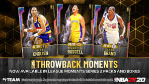 三張NBA 2K20復古球員卡，顯示姓名和位置。