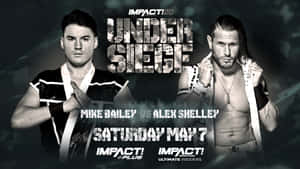 兩位摔角手為 Impact Wrestling 活動海報擺姿勢。