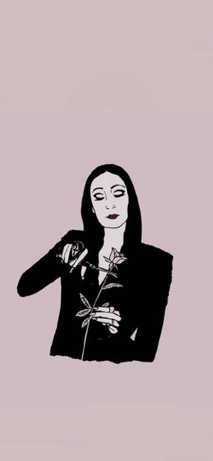 剪影中的女性在紫紅色背景前手持玫瑰和剪刀。 — 玫瑰金風格 壁紙