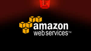 Amazon Web Services 標誌，黃色立方體和紅色燈籠，深色背景。