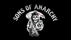 Sons of Anarchy標誌，死神手持步槍和無政府主義符號。