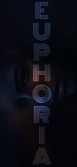 在霓虹字母 euphoria 後方發光的眼睛。