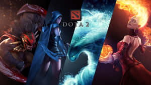 Dota 2 遊戲角色，帶有火焰水和黑暗奇幻元素。