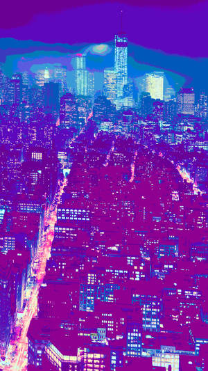 一個未來主義的城市夜景，有發光的霓虹燈和高聳的摩天大樓。 — 夜景城市 壁紙
