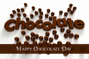 朱古力字母和波，橫幅寫著 happy chocolate day — 朱古力 壁紙