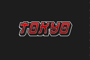 黑色背景上的紅色和白色東京文字圖形