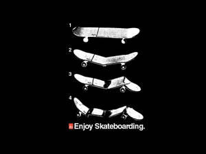 四個滑板圖案顯示損壞，附有文字 Enjoy Skateboarding。