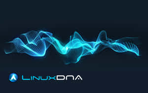 帶有 LinuxDNA 標誌的發光藍色數位波浪